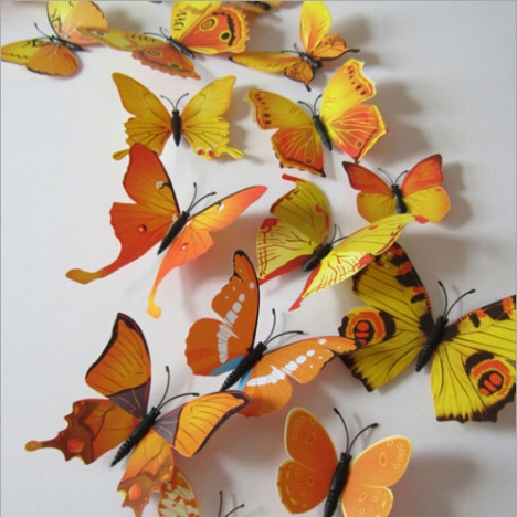 Декоративные 3D бабочки (12 шт.)